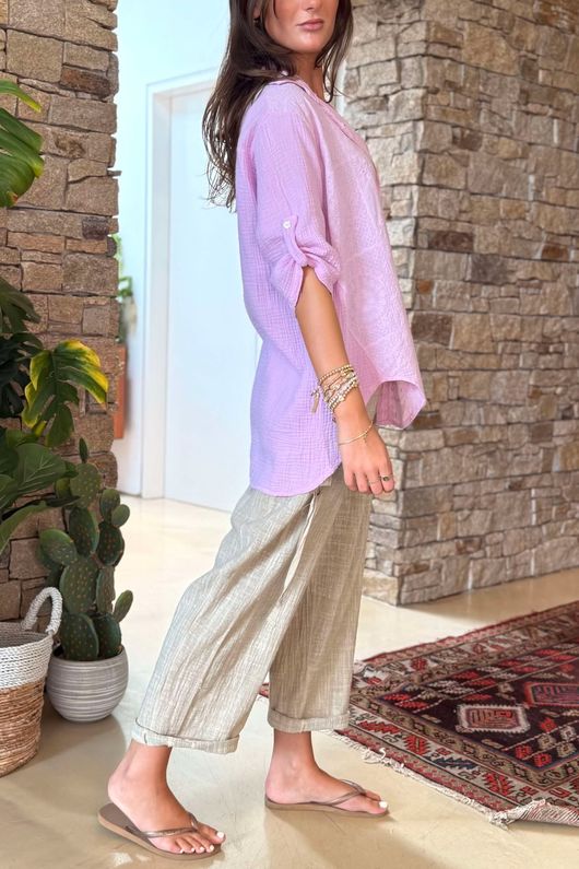 Made in Italy Pia Pillow Cotton Embroidered Tile Classic Shirt Candy